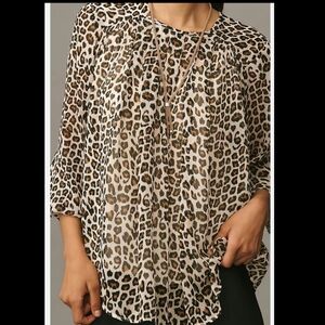 Lane Bryant Leopard Print Sheer Kimono Tunic Blouse Size 28